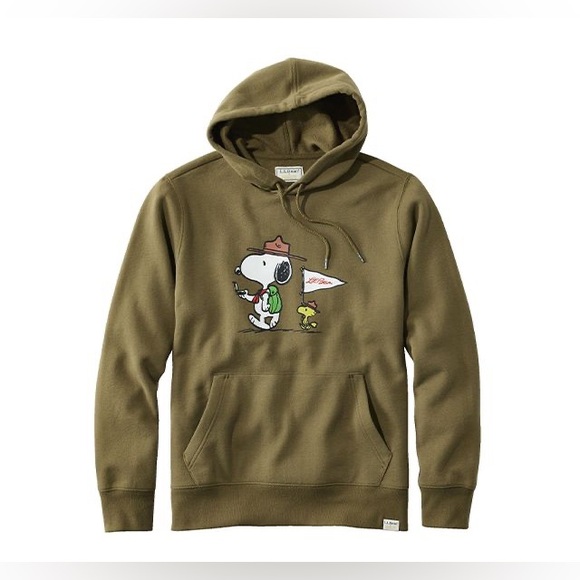 L.L. Bean Other - LL Bean Peanuts Hoodie Adult Size XS Green Snoopy Woodstock Hiking Sweatshirt